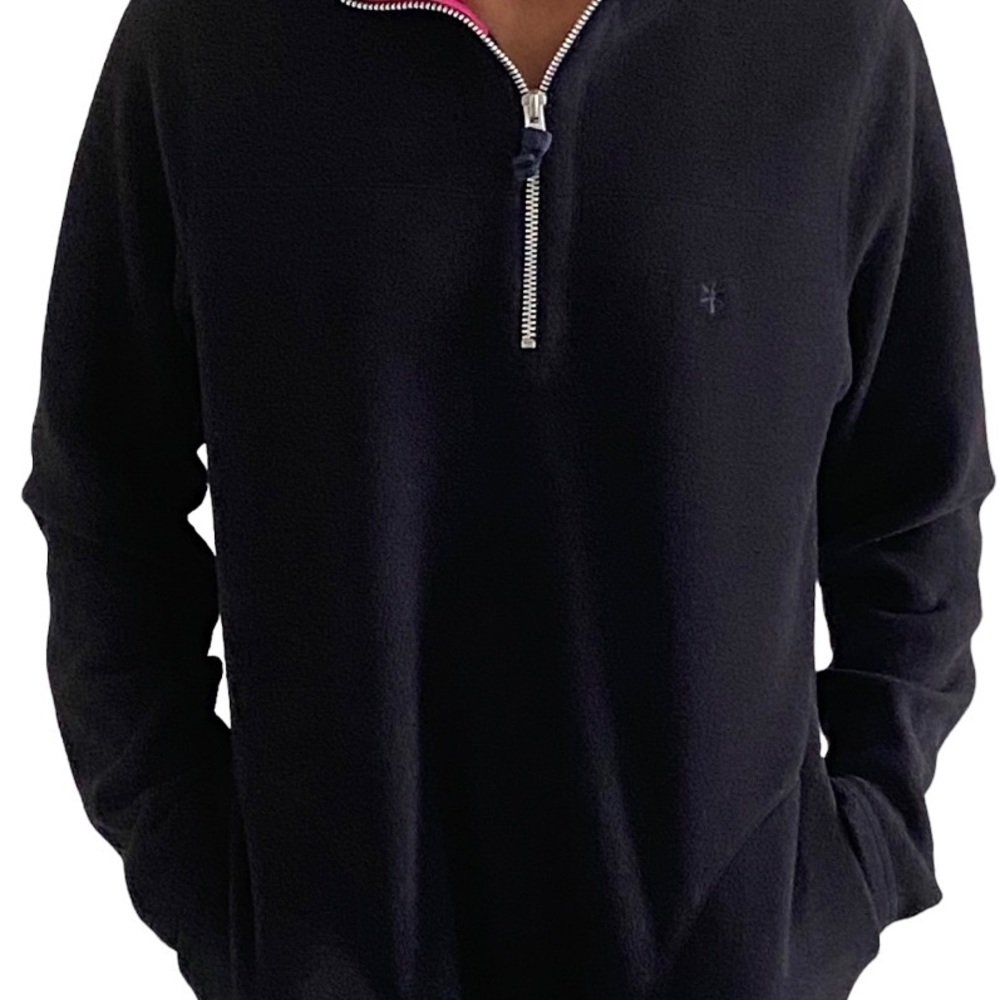 Old Navy solid black 1/4 zipper hoodie with pink lining size M